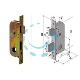 SERRATURA DA INFILARE PER CANCELLI 2 MANDATE E SCR. CIL. SFILABILE 067 - mm.30 con catenaccio mm.25 (06730000)