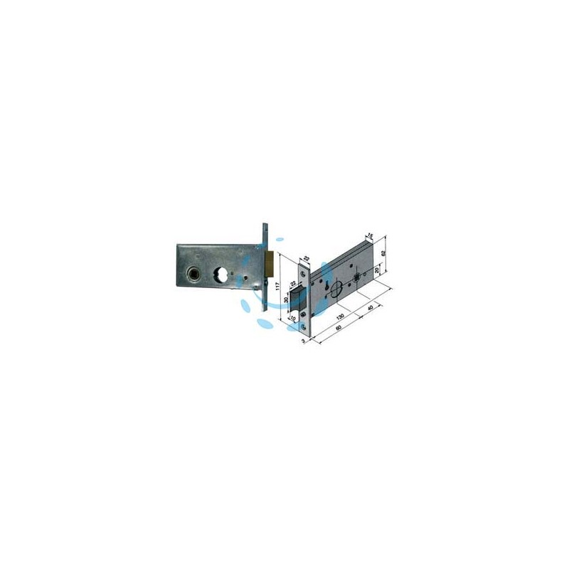 SERRATURA DA INFILARE PER FASCE CATENACCIO E SCROCCO MM.62 H 123 - mm.60 (12360010SR) 