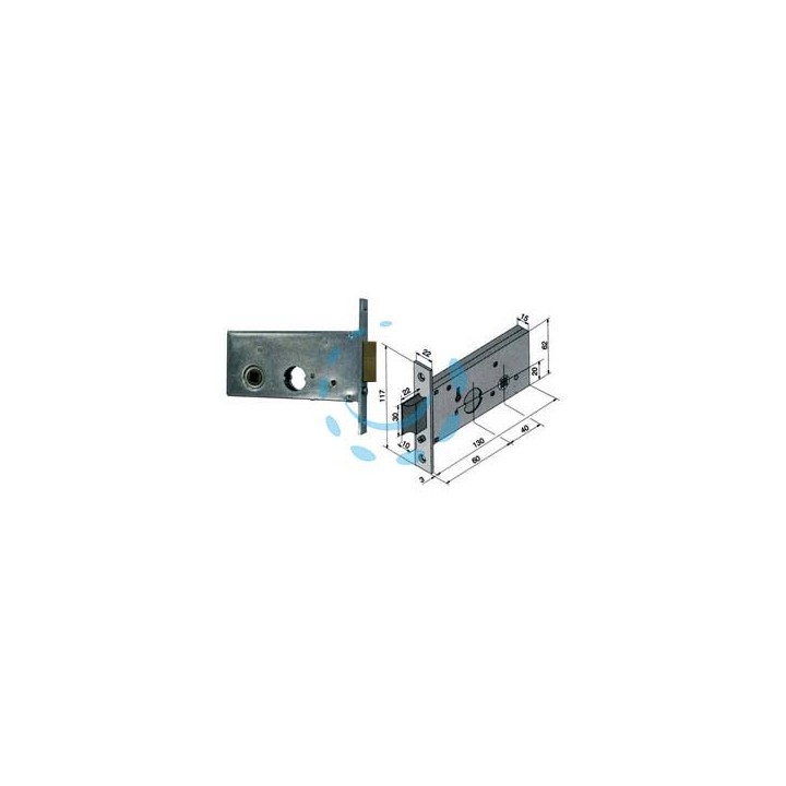 SERRATURA DA INFILARE PER FASCE CATENACCIO E SCROCCO MM.62 H 123 - mm.60 (12360010SR) 