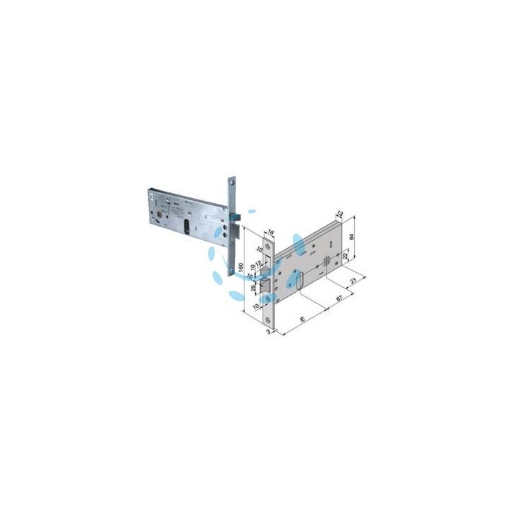 ELETTROSERRATURA DA INFILARE PER FASCE MM.64 H 304 - mm.70 (30470010)