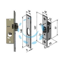 SERRATURA DA INFILARE PER MONTANTI SOLO RULLO 114 - mm.15 (11415010)