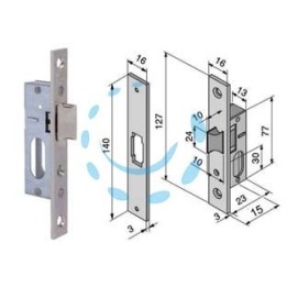 SERRATURA DA INFILARE PER MONTANTI SOLO SCROCCO REVERSIBILE 115 - mm.15 (11515010)