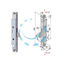 SERRATURA TRIPLICE INFILARE PER MONTANTI SOLO CATENACCIO 285.35 - mm.35 (285.35.01.0)