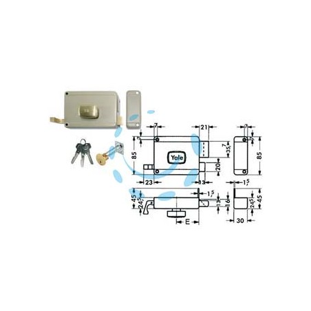 SERRATURA DA APPLICARE PER PORTE IN LEGNO CON POMOLO INTERNO 6200 - mm.60 SX (Y62000602)