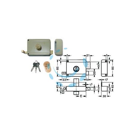 SERRATURA DA APPLICARE PER PORTE IN LEGNO CILINDRO FISSO 6300 - mm.50 SX (Y63000502)