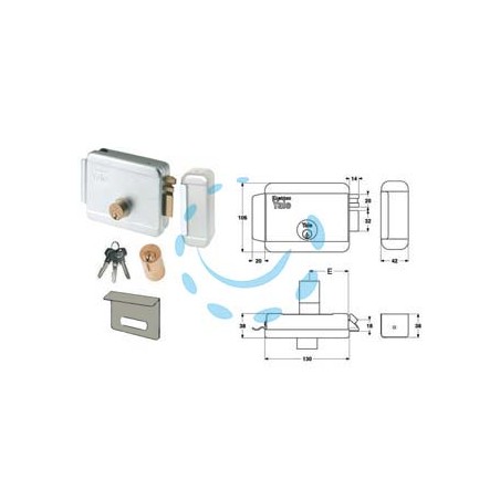 ELETTROSERRATURA DA APPLICARE PER CANCELLI CON TETTO 6800 - mm.60 SX zincata (Y6800060205)