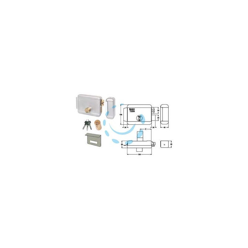ELETTROSERRATURA DA APPLICARE PER CANCELLI CON CATENACCIO E TETTO 6808 - mm.70 SX zincata (Y6808070205)