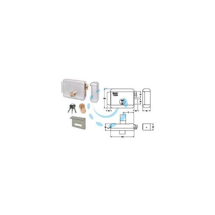 ELETTROSERRATURA DA APPLICARE PER CANCELLI CON CATENACCIO E TETTO 6808 - mm.70 SX zincata (Y6808070205)