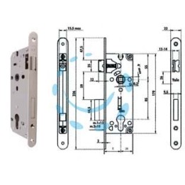 SERRATURA DA INFILARE A CILINDRO BORDO TONDO NICHELATO SATINATO 52X - mm.40 (Y52X10400S2)