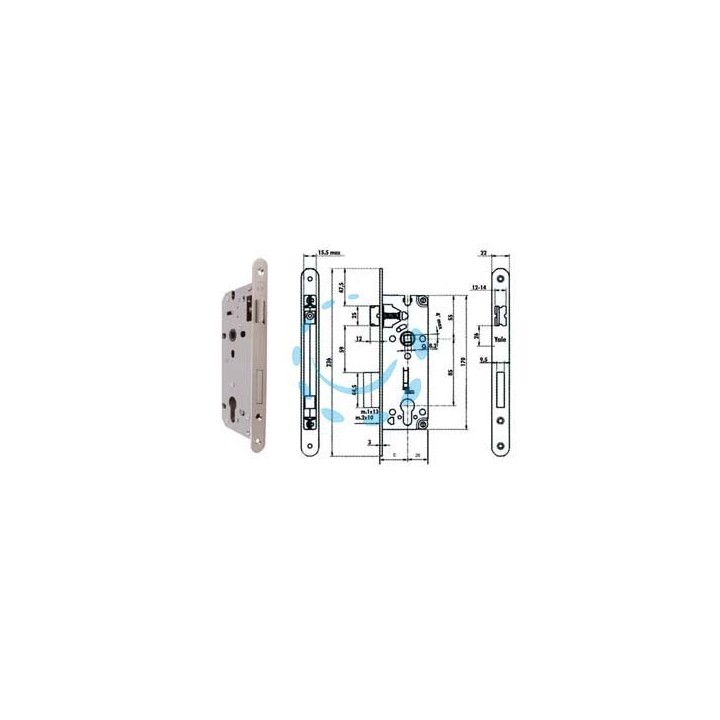 SERRATURA DA INFILARE A CILINDRO BORDO TONDO NICHELATO SATINATO 52X - mm.45 (Y52X10450S2)