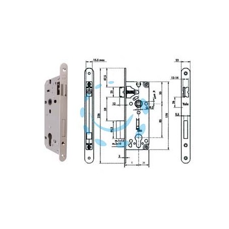 SERRATURA DA INFILARE A CILINDRO BORDO TONDO NICHELATO SATINATO 52X - mm.60 (Y52X10600S2)