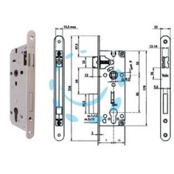 SERRATURA DA INFILARE A CILINDRO BORDO TONDO NICHELATO SATINATO 52X - mm.70 (Y52X10700S2)