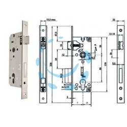 SERRATURA DA INFILARE A CILINDRO BORDO QUADRO NICHELATO SATINATO 52X - mm.60 (Y52X00600S2)