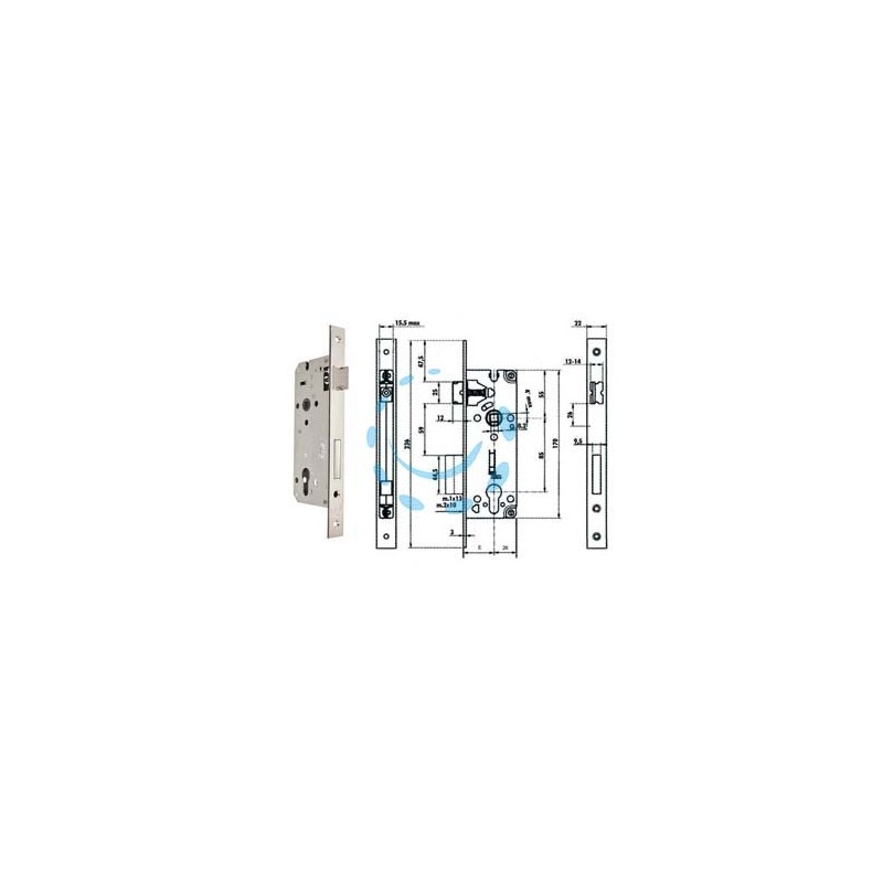 SERRATURA DA INFILARE A CILINDRO BORDO QUADRO NICHELATO SATINATO 52X - mm.60 (Y52X00600S2)