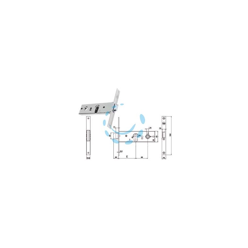 SERRATURA DA INFILARE PER FASCE CATENACCIO E SCROCCO MM.44 H 87000 - mm.58 a 1 mandata (Y8700058080)