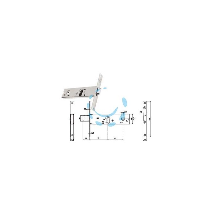 SERRATURA DA INFILARE PER FASCE CATENACCIO E SCROCCO MM.44 H 87002 - mm.80 a 2 mandate (Y8700280080)