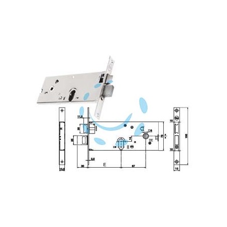 SERRATURA DA INFILARE PER FASCE CATENACCIO E SCROCCO MM.78 H 86002 - mm.70 a 3 mandate (Y8600270080)