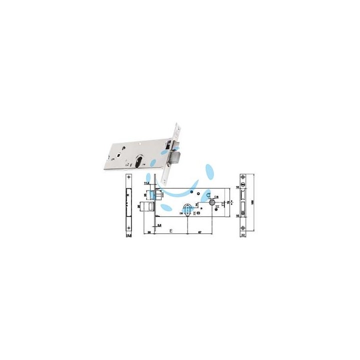 SERRATURA DA INFILARE PER FASCE CATENACCIO E SCROCCO MM.78 H 86502 - mm.70 a 3 mandate (Y8650270080)