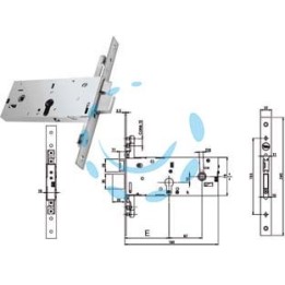 SERRATURA TRIPLICE INFILARE P/FASCE CATENACCIO E SCROCCO MM.78H 94000 - mm.90 (Y9400090080)