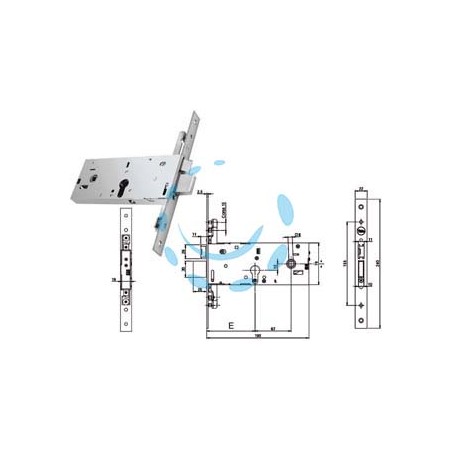 SERRATURA TRIPLICE INFILARE P/FASCE CATENACCIO E SCROCCO MM.78H 94000 - mm.90 (Y9400090080)
