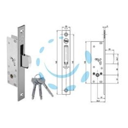 SERRATURA DA INFILARE MONTANTI CATEN. BASCULANTE CHIAVE A CROCE F58 - mm.20 (YF5820)