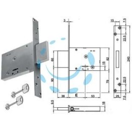 SERRATURA DA INFILARE DOPPIA MAPPA SOLO CATENACCIO 8TD100 - mm.60 (Y8TD100460000)