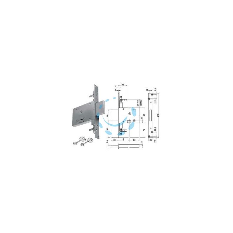 SERRATURA TRIPLICE DA INFILARE DOPPIA MAPPA SOLO CATENACCIO 8TD101 - mm.60 (Y8TD10146000)