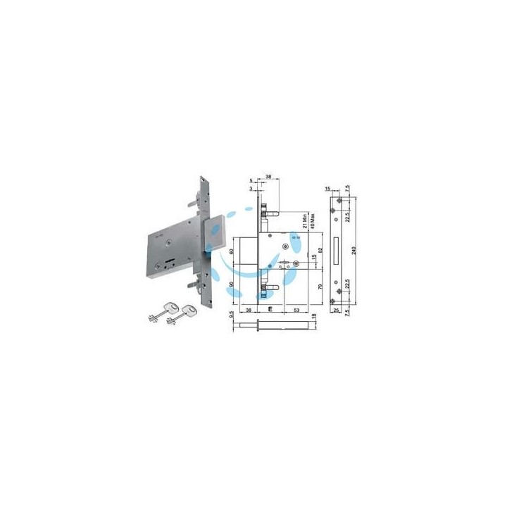 SERRATURA TRIPLICE DA INFILARE DOPPIA MAPPA SOLO CATENACCIO 8TD101 - mm.60 (Y8TD10146000)