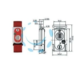 FASCIA PER VALIGE CON COMBINAZIONE E DISPOSITIVO "TSA" TL1 - mm.62 rosso - fascia mt.2 (YTL1/62/4/1R)