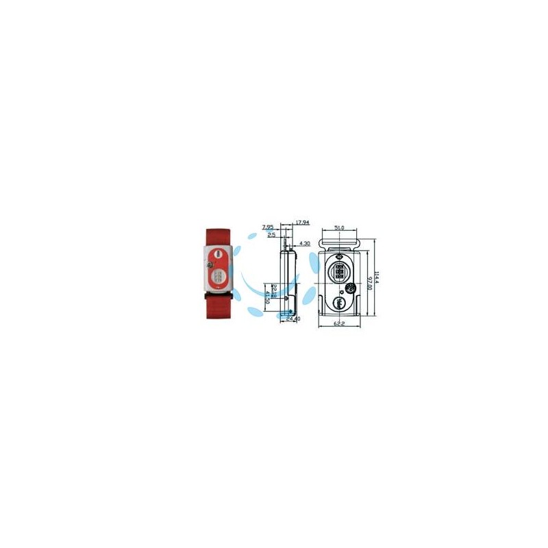 FASCIA PER VALIGE CON COMBINAZIONE E DISPOSITIVO "TSA" TL1 - mm.62 rosso - fascia mt.2 (YTL1/62/4/1R)