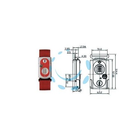FASCIA PER VALIGE CON COMBINAZIONE E DISPOSITIVO "TSA" TL1 - mm.62 rosso - fascia mt.2 (YTL1/62/4/1R)
