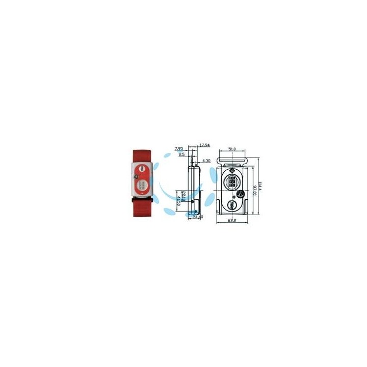 FASCIA PER VALIGE CON COMBINAZIONE E DISPOSITIVO "TSA" TL1 - mm.62 rosso - fascia mt.2 (YTL1/62/4/1R)