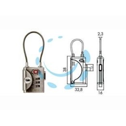LUCCHETTO AD ARCO A CAVO A COMBINAZIONE CON DISPOSITIVO "TSA" TP3 - mm.32 (YTP3/32/350/1)
