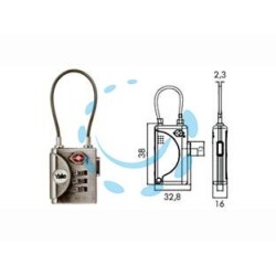 LUCCHETTO AD ARCO A CAVO A COMBINAZIONE CON DISPOSITIVO "TSA" TP3 - mm.32 (YTP3/32/350/1)