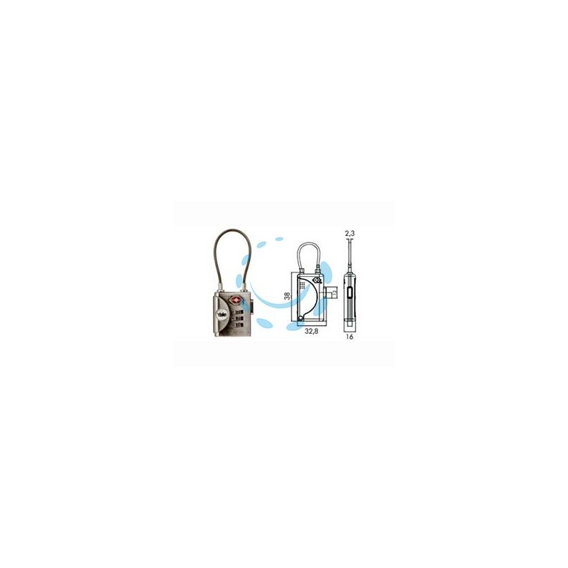 LUCCHETTO AD ARCO A CAVO A COMBINAZIONE CON DISPOSITIVO "TSA" TP3 - mm.32 (YTP3/32/350/1)