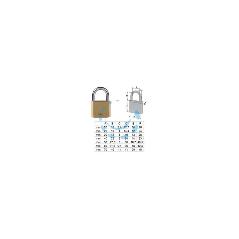 LUCCHETTO OTTONE ARCO NORMALE PRIUM YPL110 - mm.25 (YPL1102500)