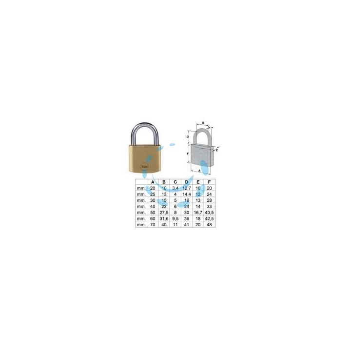 LUCCHETTO OTTONE ARCO NORMALE PRIUM CIFRATURA UNICA KA YPL110 - mm.30 (YPL1103000011000)