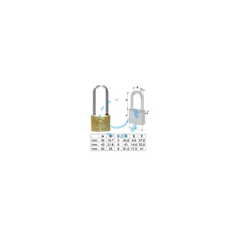 LUCCHETTO OTTONE AD ARCO EXTRALUNGO 113 - mm.50 (1130050)