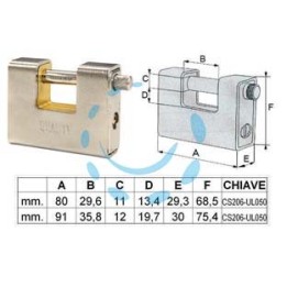LUCCHETTO CORAZZATO A UNA BOCCA - mm.80