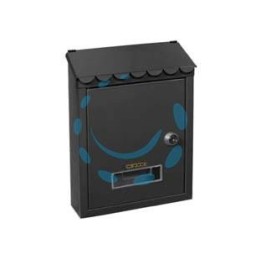 CASSETTA POSTALE MEDIA CON TETTO E CHIAVE A CILINDRO NERA - cm.21x7x30h. - colore nero