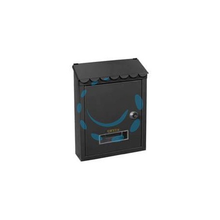CASSETTA POSTALE MEDIA CON TETTO E CHIAVE A CILINDRO NERA - cm.21x7x30h. - colore nero