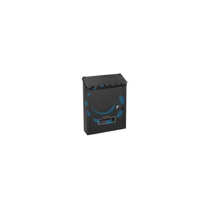 CASSETTA POSTALE MEDIA CON TETTO E CHIAVE A CILINDRO NERA - cm.21x7x30h. - colore nero
