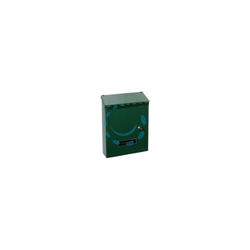 CASSETTA POSTALE MEDIA CON TETTO E CHIAVE A CILINDRO VERDE - cm.21x7x30h. - colore verde