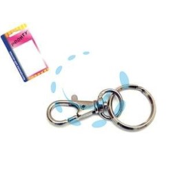 MOSCHETTONE PICCOLO NICHELATO CON ANELLO IN BLISTER - mm.45, in bl.2 pz.