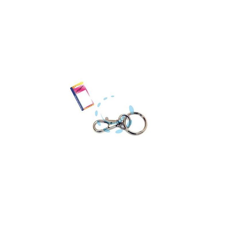 MOSCHETTONE PICCOLO NICHELATO CON ANELLO IN BLISTER - mm.45, in bl.2 pz.