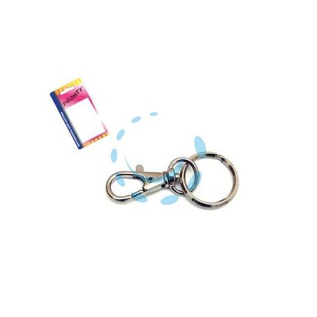 MOSCHETTONE PICCOLO NICHELATO CON ANELLO IN BLISTER - mm.45, in bl.2 pz.