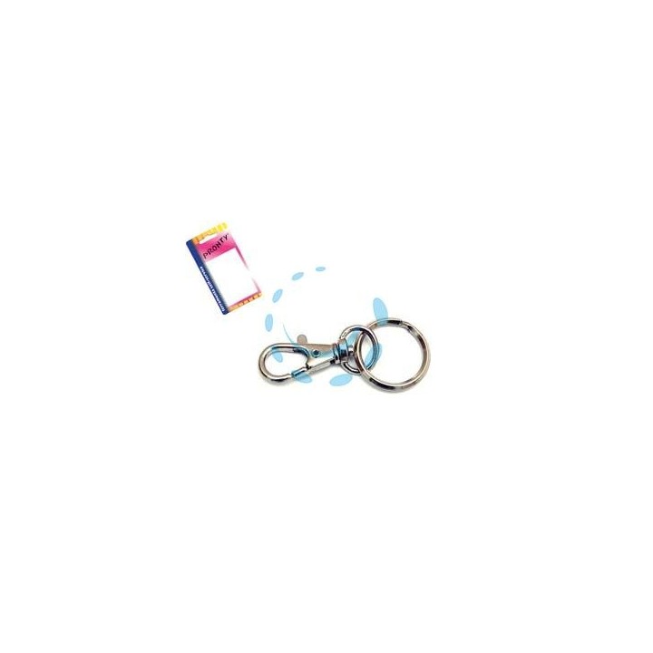 MOSCHETTONE PICCOLO NICHELATO CON ANELLO IN BLISTER - mm.45, in bl.2 pz.