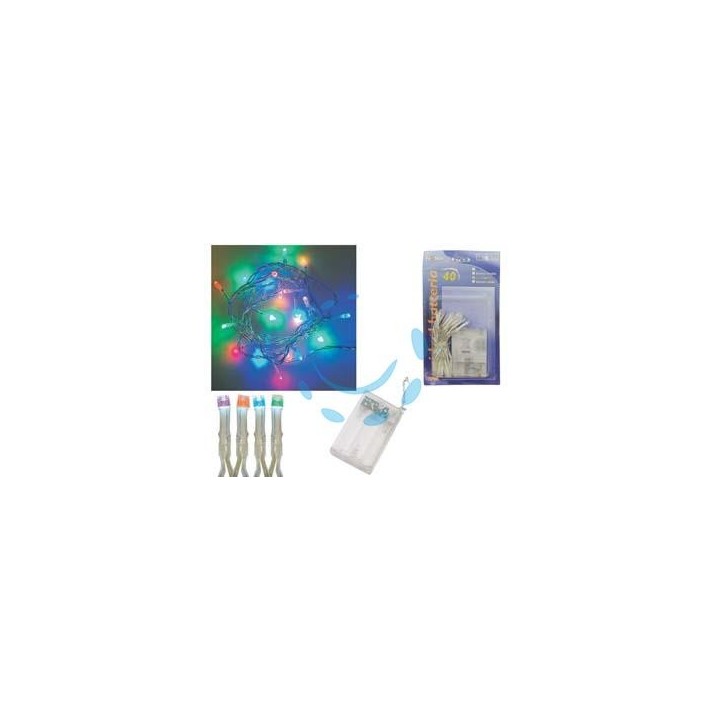 LUCI 40 LED MULTICOLOR A BATTERIA PER INTERNO - mt.0,2 + 2,4