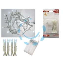 LUCI 40 LED BIANCO FREDDO A BATTERIA PER INTERNO - mt.0,2 + 2,4