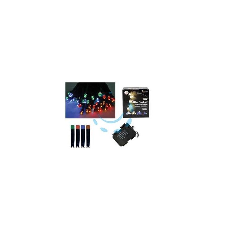 LUCI 120 LED MULTICOLOR A BATTERIA PER INTERNO CON GIOCO LUCI - mt.0,3 + 11,9